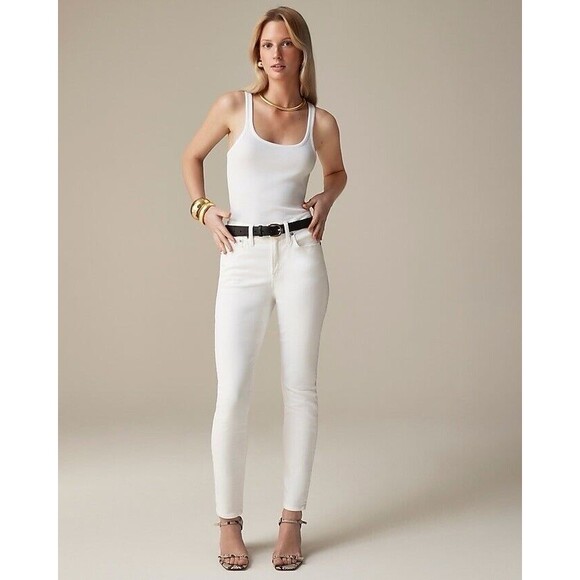 J.Crew 9" Toothpick Mid-rise Jean in White Wash ankle-length leg New Size 27 - Picture 1 of 9